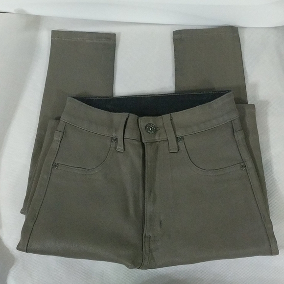 𝅺Carmar High Rise Skinny Taupe Wax Coated Jeans- size 24 - these are tiny! - Picture 1 of 5